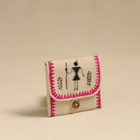 Pink - Warli Handpainted Coin Pouch from Odisha 03