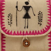 Pink - Warli Handpainted Coin Pouch from Odisha 03