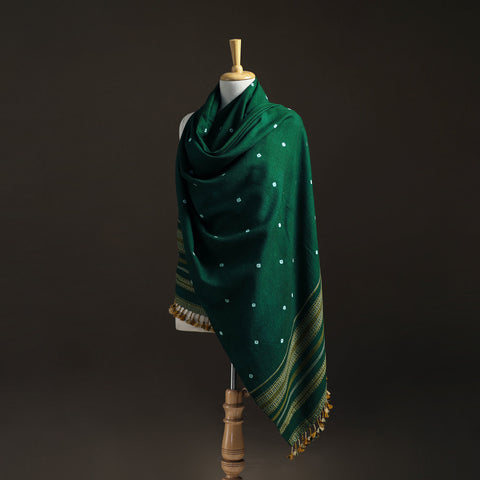 Kutch Handwoven Merino Wool Bandhani Tie-Dye Shawl 16