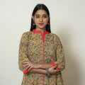 Kalamkari Hand Block Printed Cotton A-Line Kurta For Women