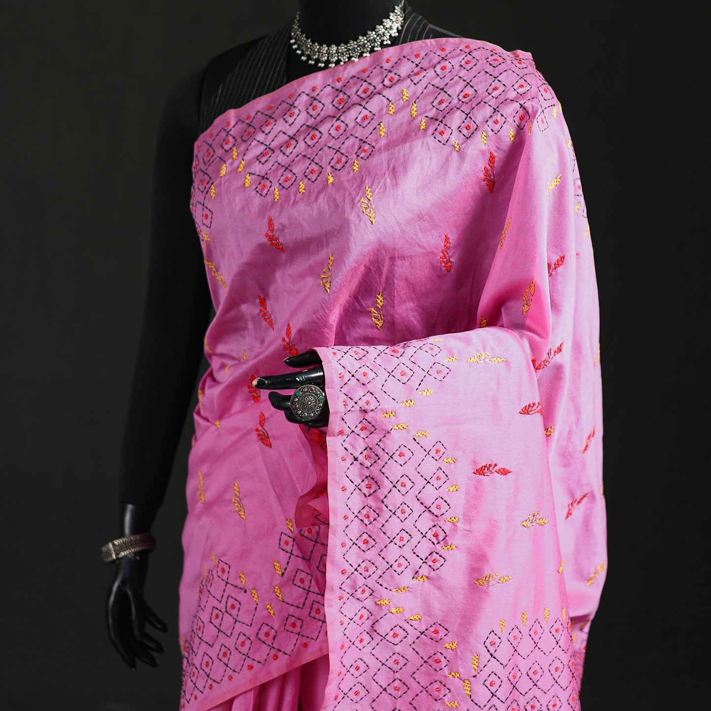 Hand Embroidered Silk Saree 15