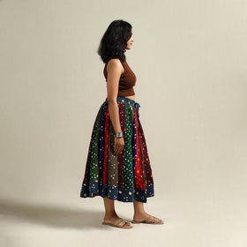 Multicolor - Bandhani Tie-Dye Patchwork Cotton Short Skirt 35