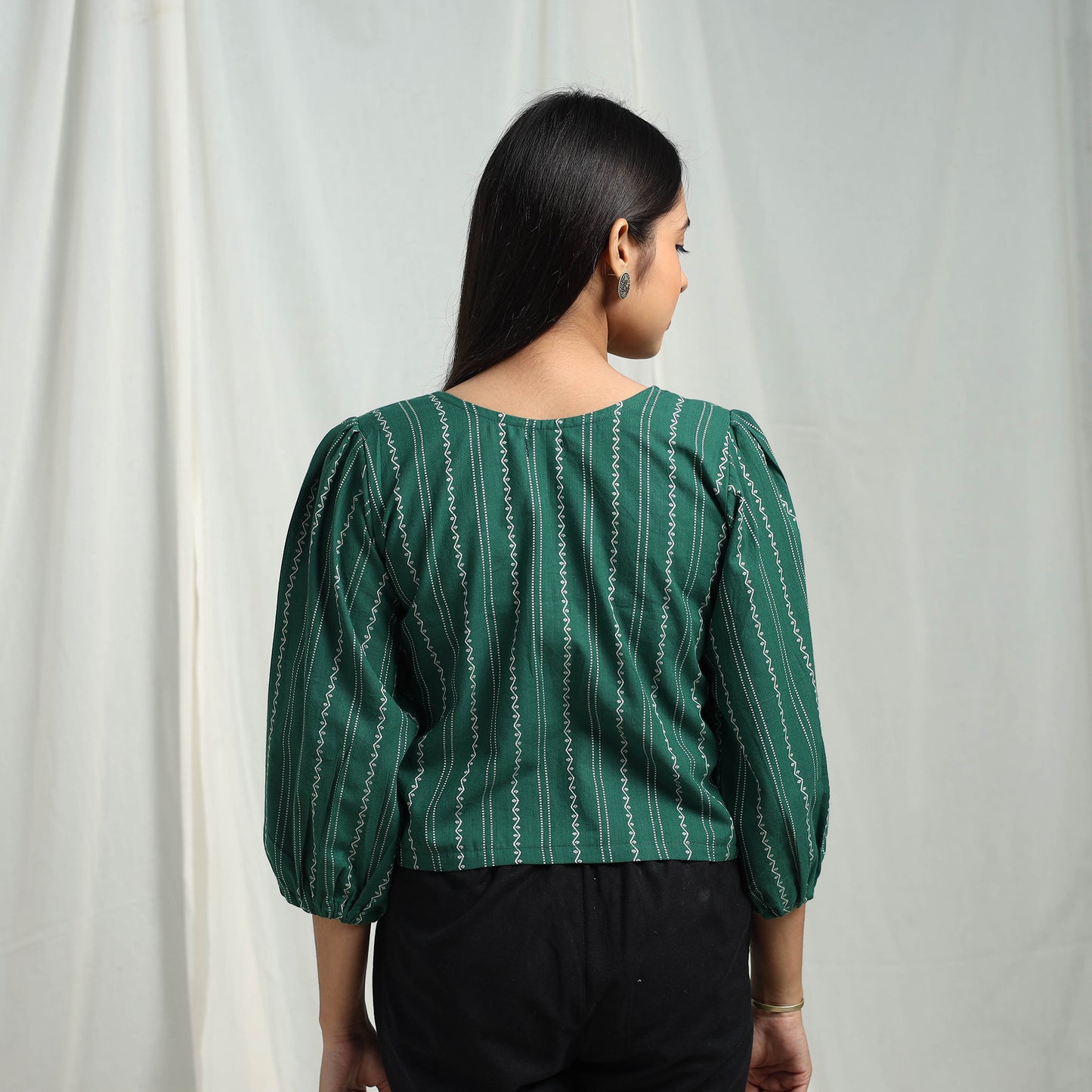 Green - Cotton Jacquard Crop Top 02