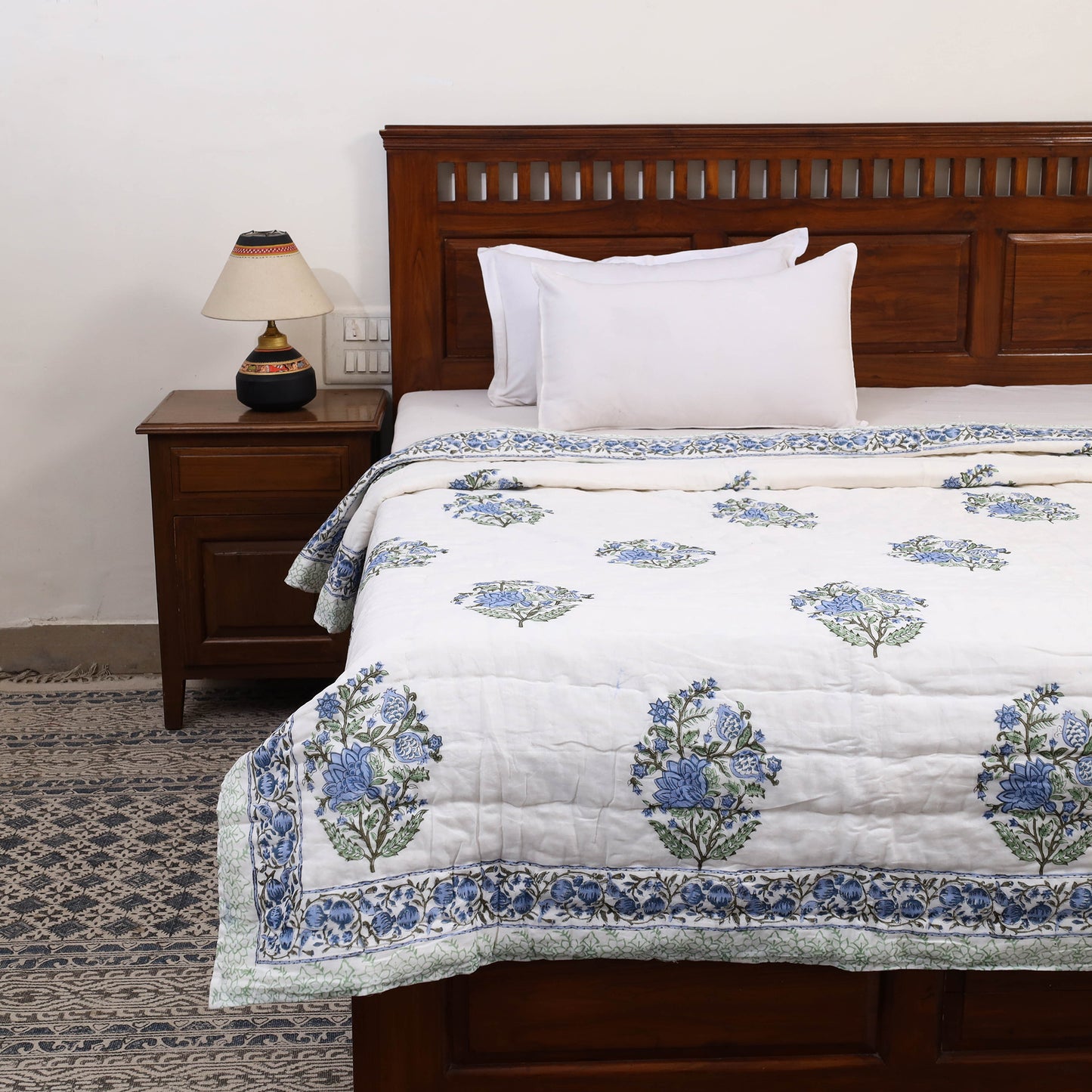 Single - Reversible Sanganeri Block Print Cotton Quilt 37