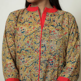 Kalamkari Hand Block Printed Cotton A-Line Kurta For Women