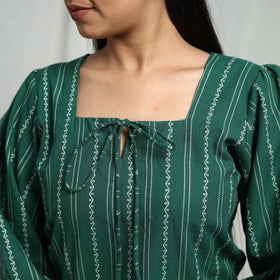 Green - Cotton Jacquard Crop Top 02