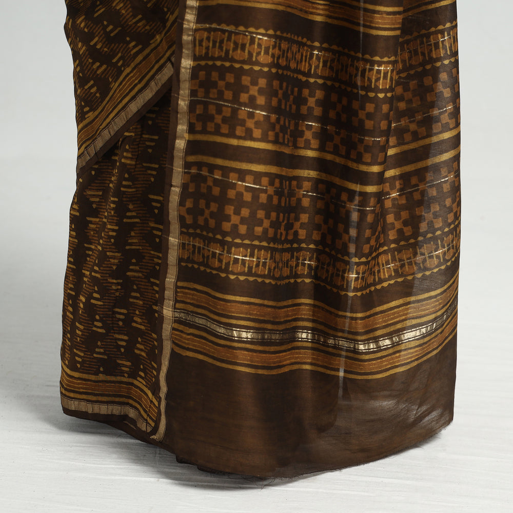 block printed silk saree