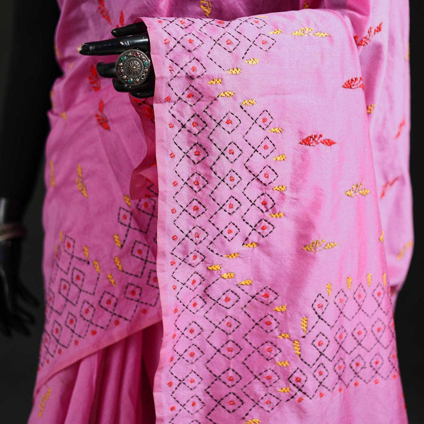 Hand Embroidered Silk Saree 15