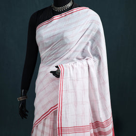 Bengal Handwoven Pure Cotton Check Saree for Durga Puja 10