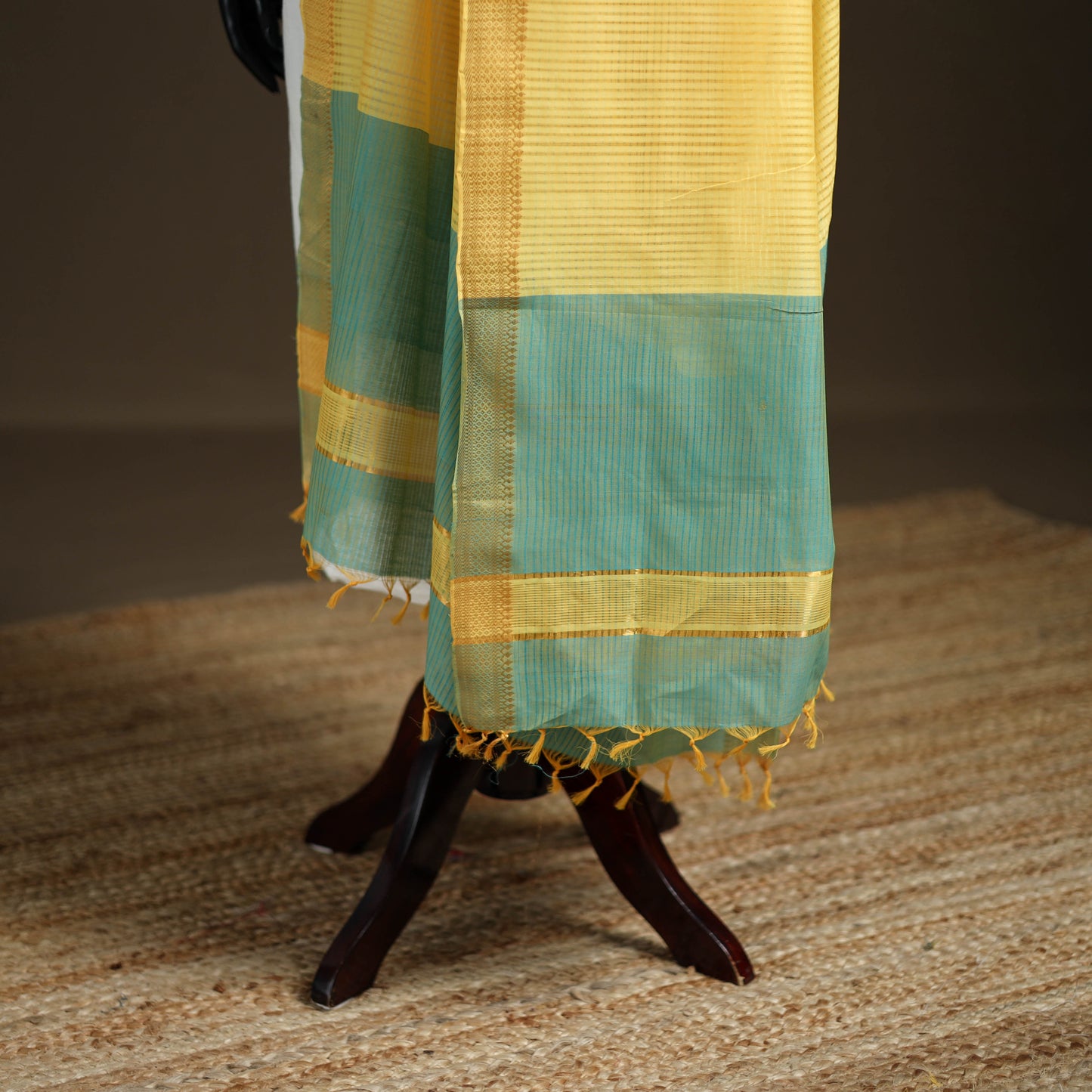 Pure Handloom Cotton Nizam Zari Border Mangalagiri Dupatta 51
