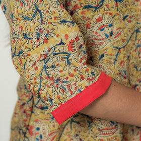 Kalamkari Hand Block Printed Cotton A-Line Kurta For Women