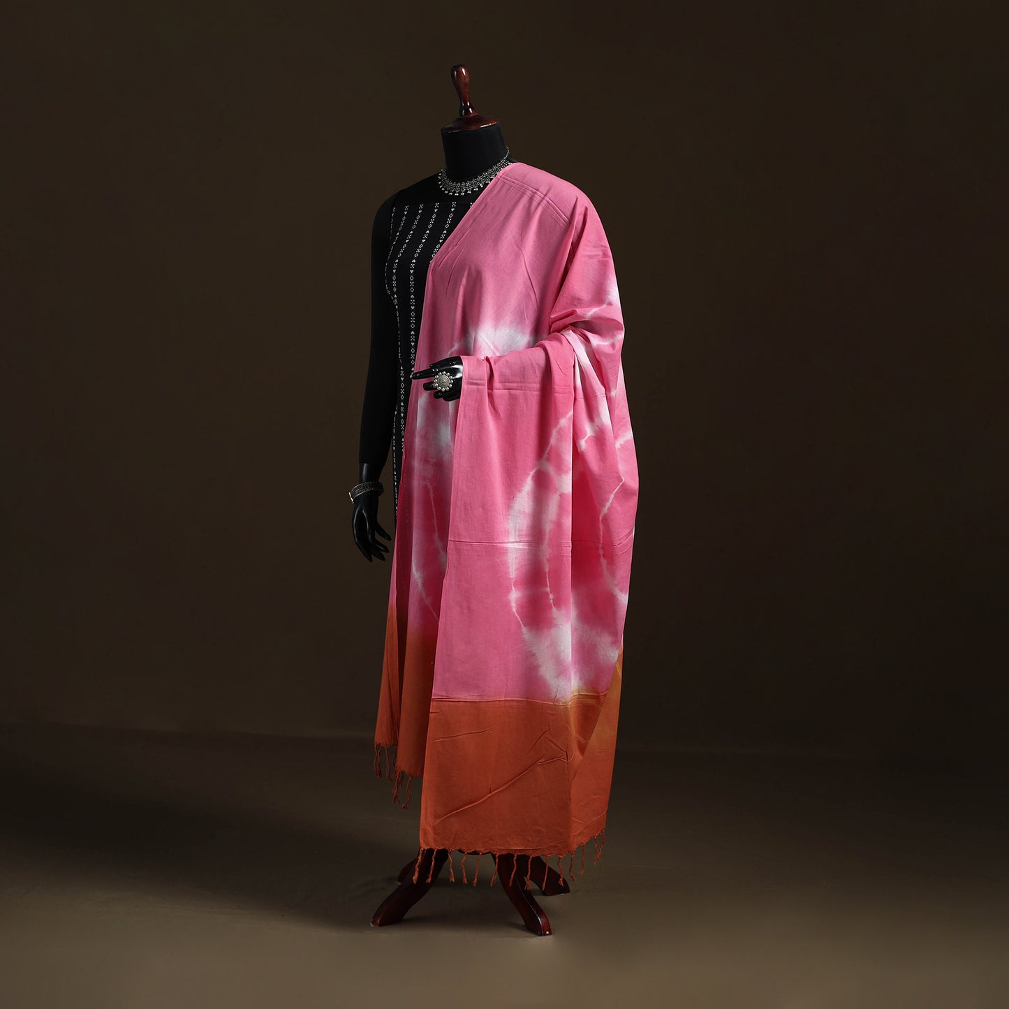 Shibori Tie-Dye Cotton Dupatta with Tassels 41
