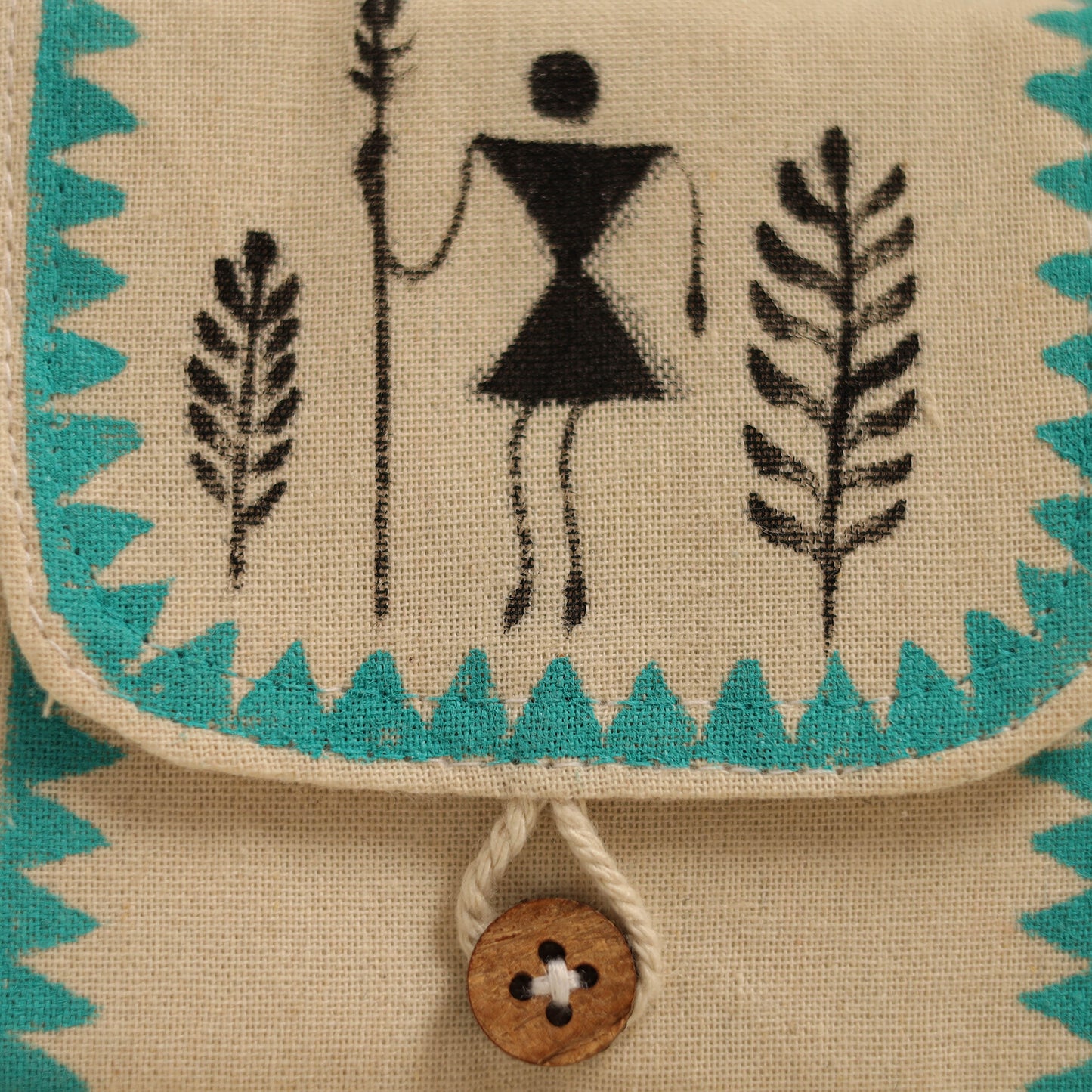 Blue - Warli Handpainted Coin Pouch from Odisha 02