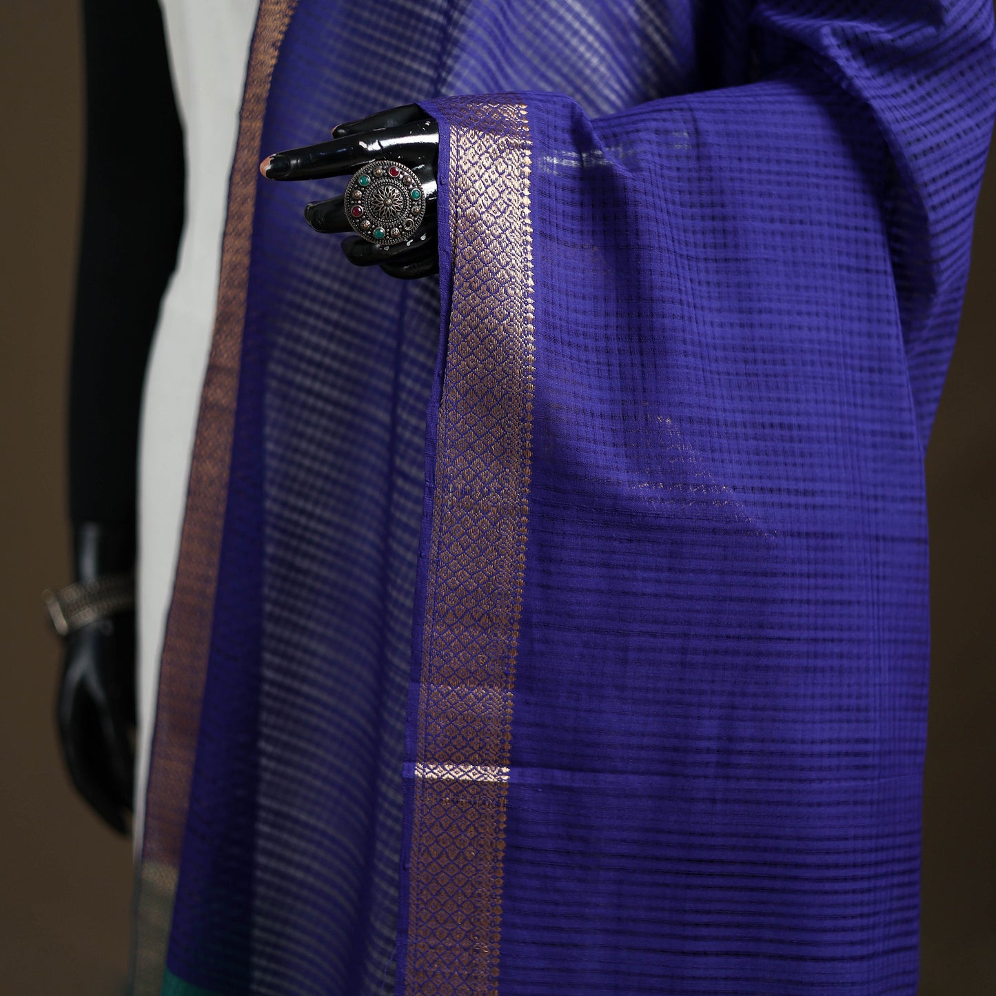 Pure Handloom Cotton Nizam Zari Border Mangalagiri Dupatta 52