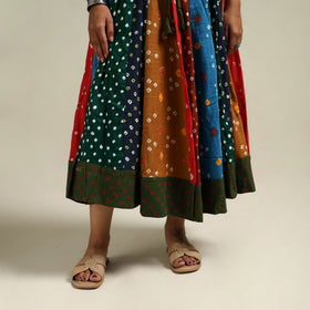 Multicolor - Bandhani Tie-Dye Patchwork Cotton Short Skirt 36