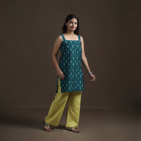 Pochampally Ikat Cotton Sleeveless Short Kurta for Women 30