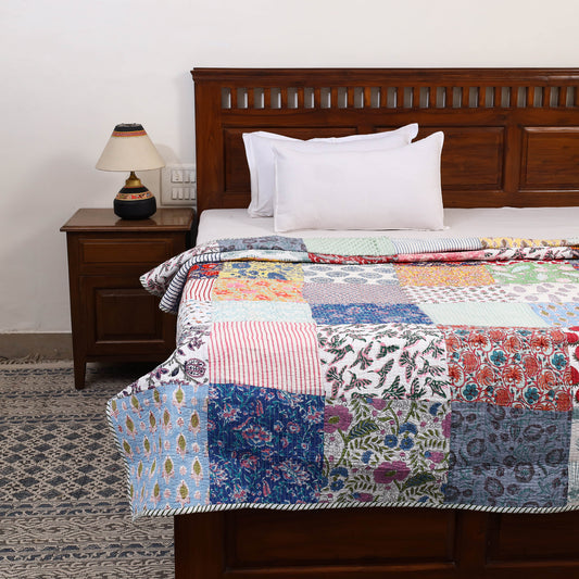 Single - Reversible Sanganeri Patchwork Cotton Quilt 38