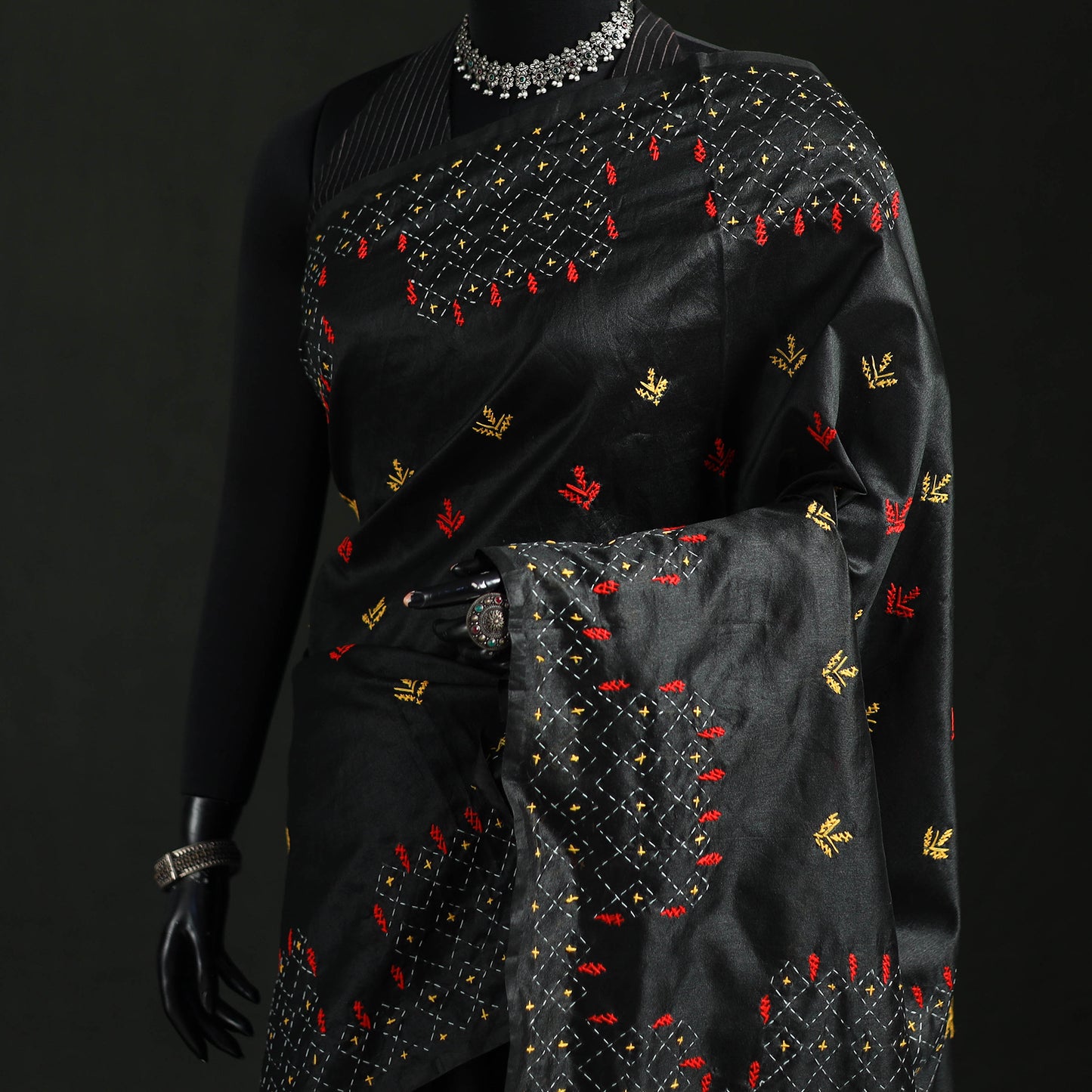 Hand Embroidered Silk Saree 16