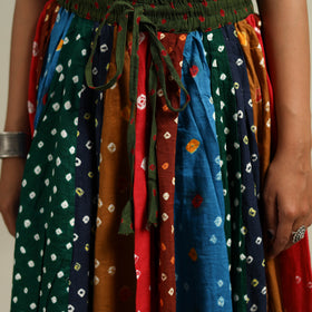 Multicolor - Bandhani Tie-Dye Patchwork Cotton Short Skirt 36