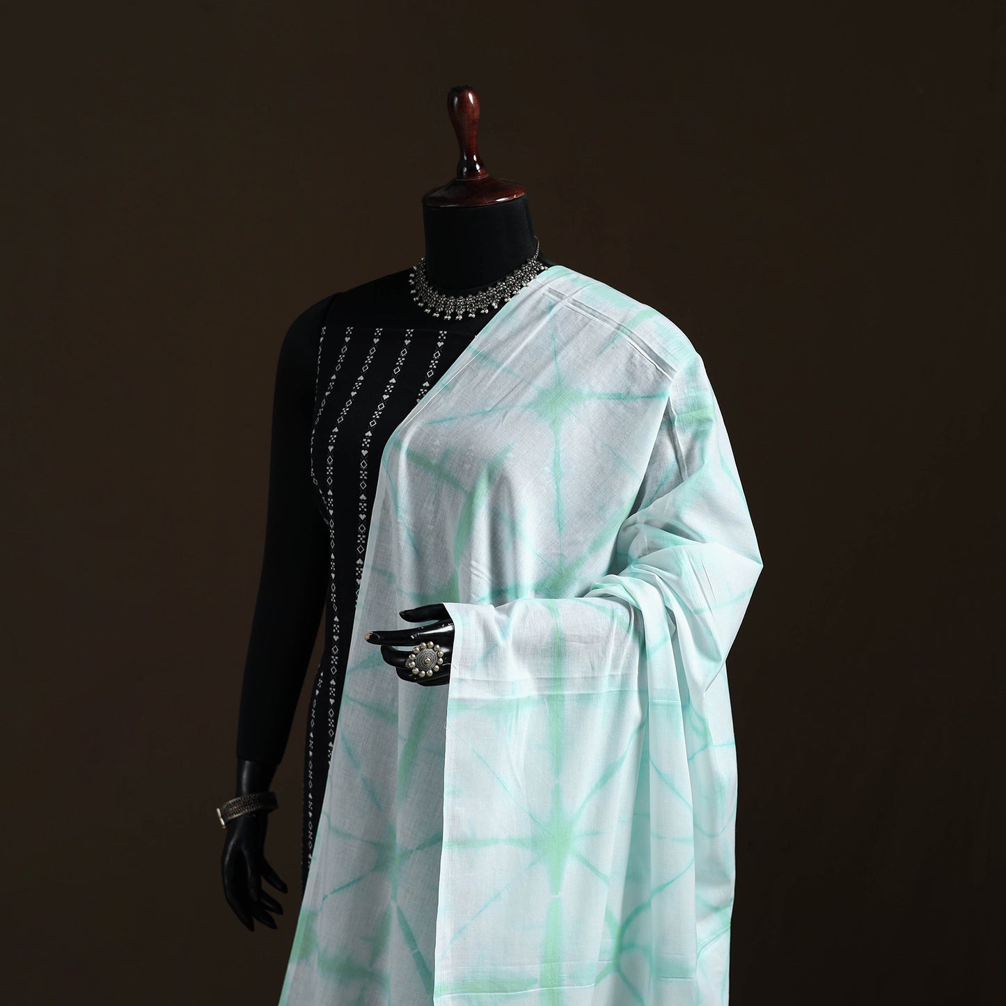 Shibori Tie-Dye Cotton Dupatta with Tassels 42