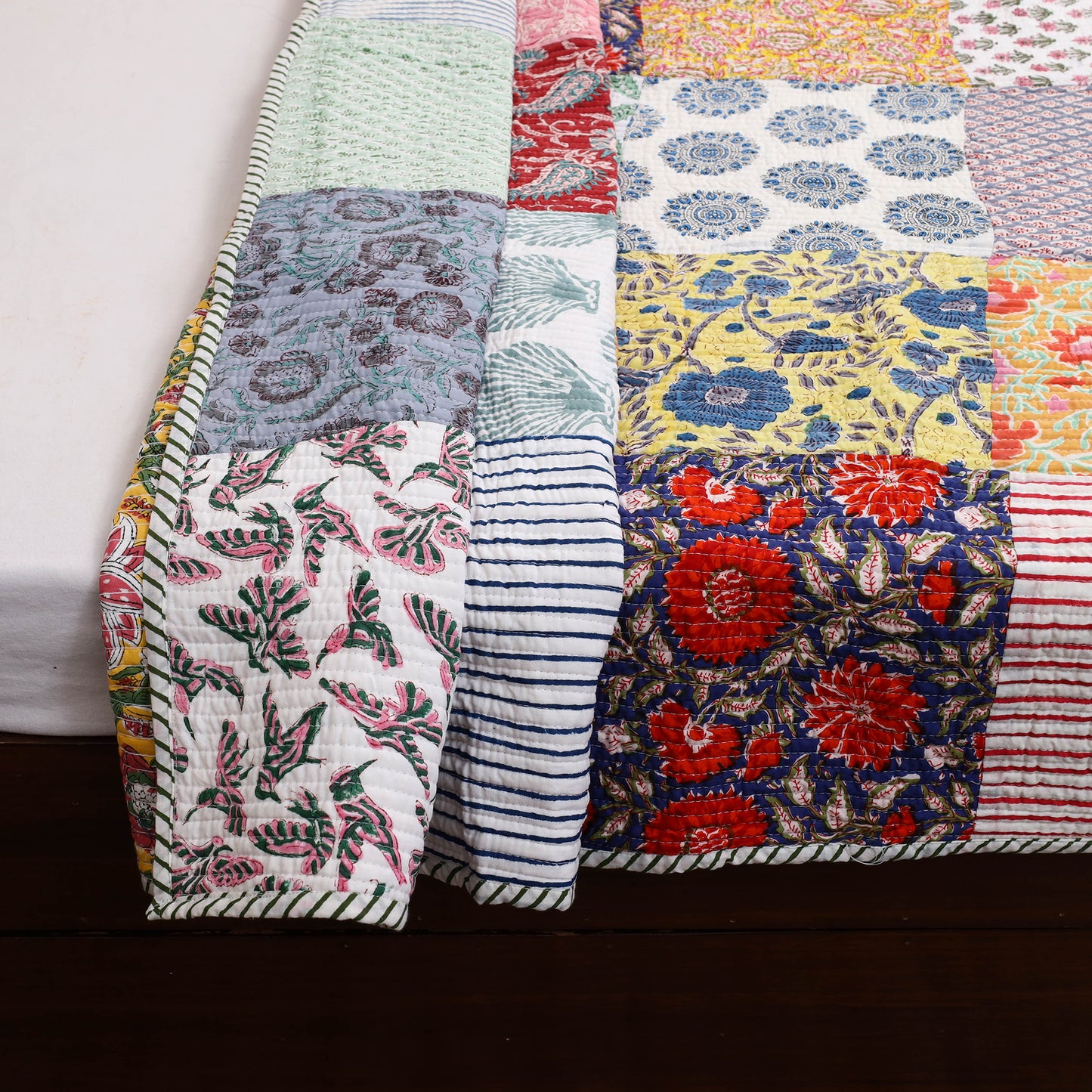 Single - Reversible Sanganeri Patchwork Cotton Quilt 38