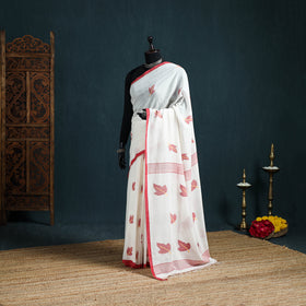 Handwoven Pure Cotton Phulia Jamdani Saree for Durga Puja 11