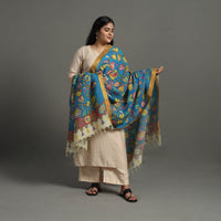 Blue - Chanderi Silk Srikalahasti Handpainted Pen Kalamkari Dupatta 55