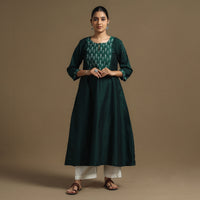 Plain Slub Silk A-Line Kurta