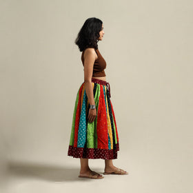 Multicolor - Bandhani Tie-Dye Patchwork Cotton Short Skirt 37