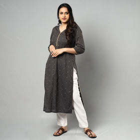 Buy Jacquard Cotton Long Kurta for Women