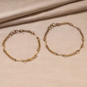 Yellow - handmade molded brass anklet (pair) 06