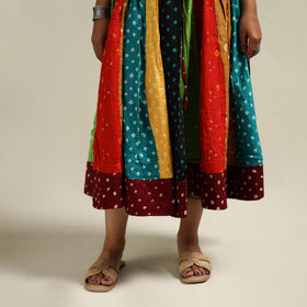 Multicolor - Bandhani Tie-Dye Patchwork Cotton Short Skirt 37