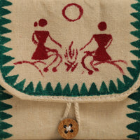 Green - Warli Handpainted Coin Pouch from Odisha 01