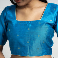 Aqua Blue - Polka Dot Zari Buti Viscose Silk Stitched Blouse