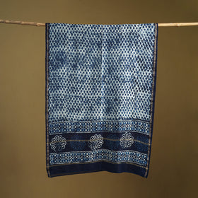 Blue - Pipad Hand Block Print Natural Dyed Chanderi Silk Handloom Dupatta 49