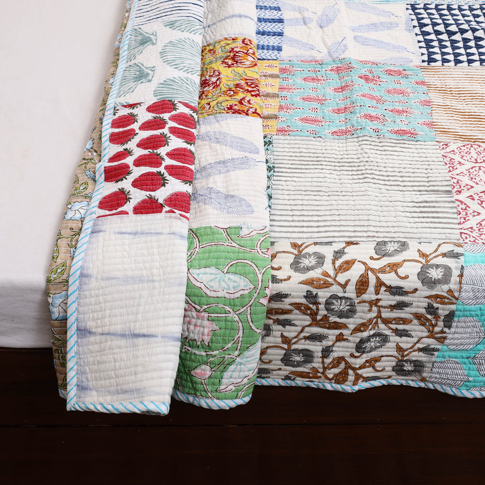 Single - Reversible Sanganeri Patchwork Cotton Quilt 39