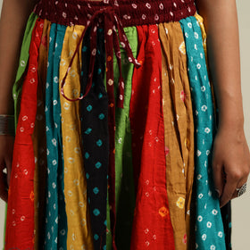 Multicolor - Bandhani Tie-Dye Patchwork Cotton Short Skirt 37
