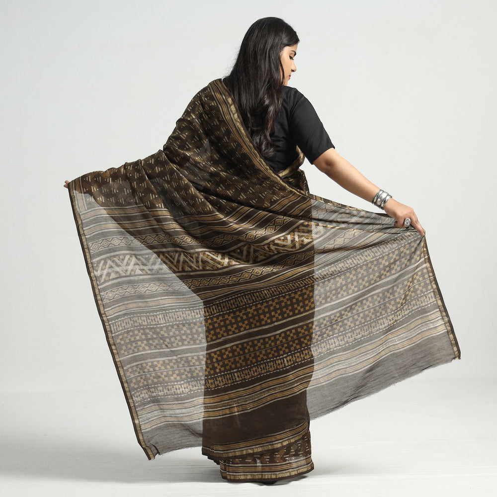 block printed silk saree