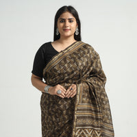 block printed silk saree