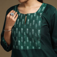 Plain Slub Silk A-Line Kurta