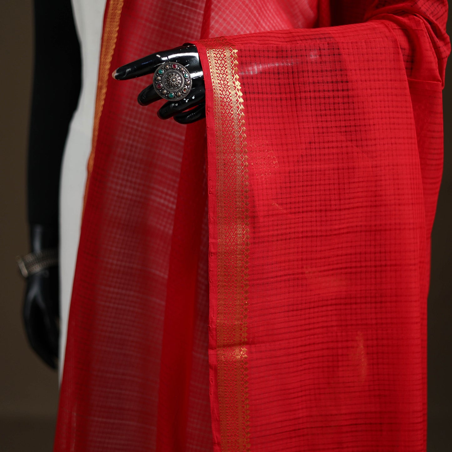 Pure Handloom Cotton Nizam Zari Border Mangalagiri Dupatta 54