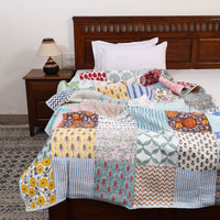 Single - Reversible Sanganeri Patchwork Cotton Quilt 39