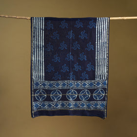 Blue - Pipad Hand Block Print Natural Dyed Chanderi Silk Handloom Dupatta 47