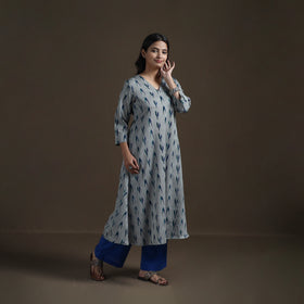 Cotton A-Line Pochampally Ikat Kurta for Women 04