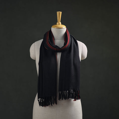 Black - Kumaun Handwoven Pure Merino Wool Stole 79