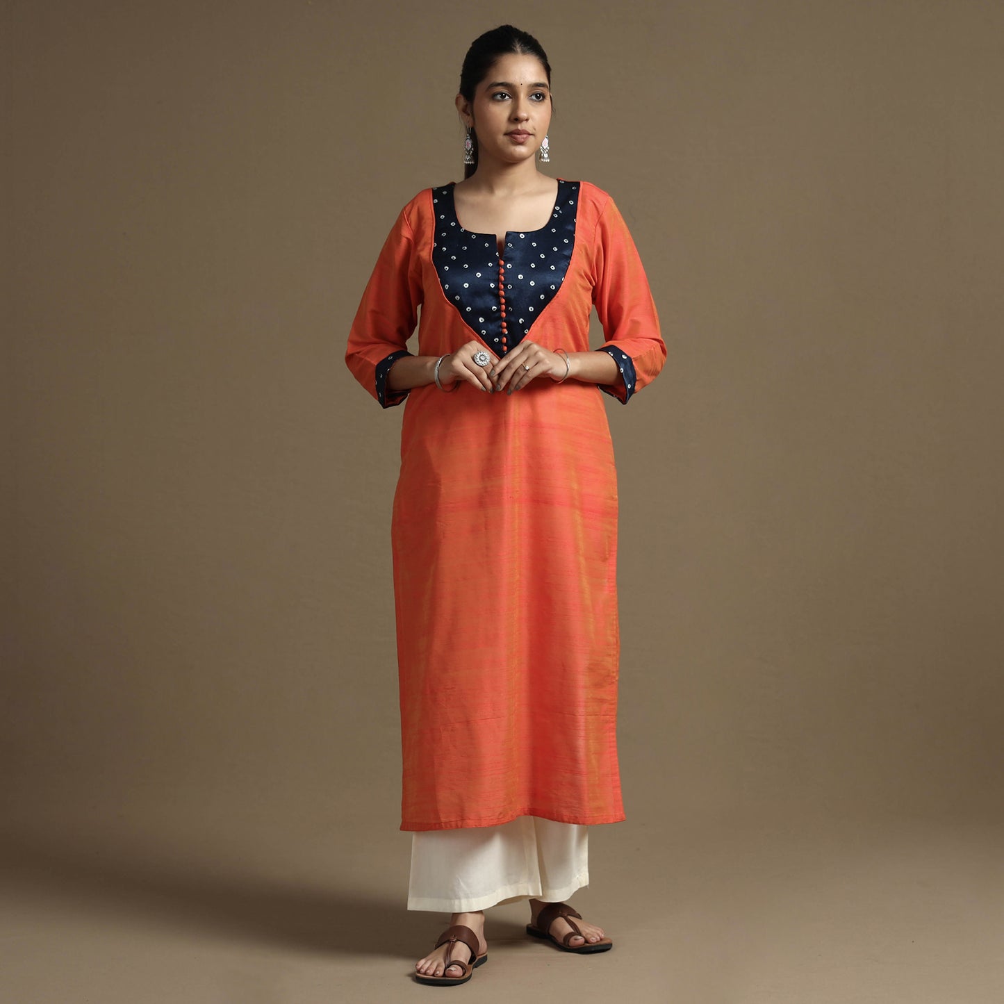  Solid Slub Silk Kurta