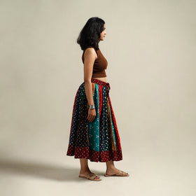 Multicolor - Bandhani Tie-Dye Patchwork Cotton Short Skirt 38