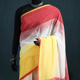 Bengal Handwoven Pure Cotton Check Border Saree for Durga Puja 12