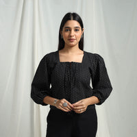 Black - Cotton Jacquard Crop Top 01