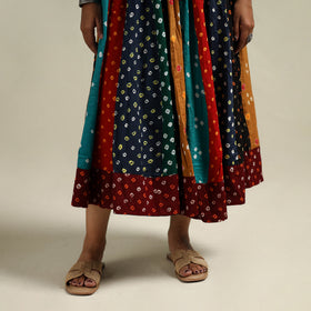 Multicolor - Bandhani Tie-Dye Patchwork Cotton Short Skirt 38